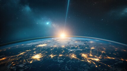 Obraz premium Earth from Space at Sunrise created by ai