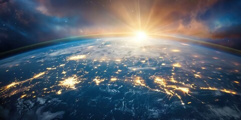 Earth from Space at Sunrise created by ai