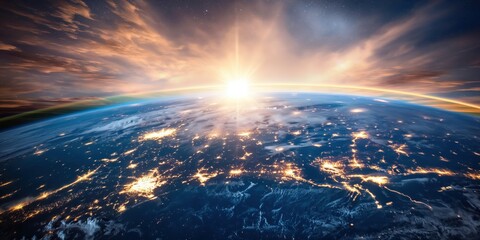 Earth from Space at Sunrise created by ai
