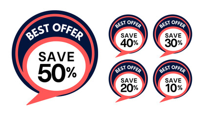 set of labels for 40% discount and different price discount