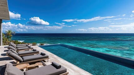 Fototapeta premium Infinity Pool Overlooking Ocean.