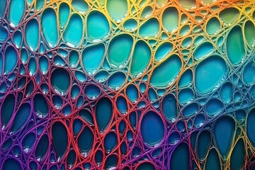 Obraz premium Microscopic Exploration of Water Molecules Abstract Background Vibrant Threads.