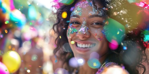 Joyful Woman Celebrating with Confetti created by ai