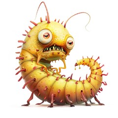 Fototapeta premium Centipede Guilt emotion fantasy animal cartoon isolated whitebackground