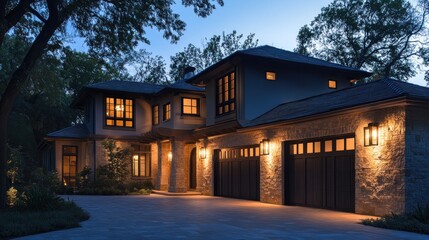 Modern House with Stone Facade