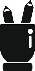 Black glyph icon representing a pencils holder, for office or school stationery