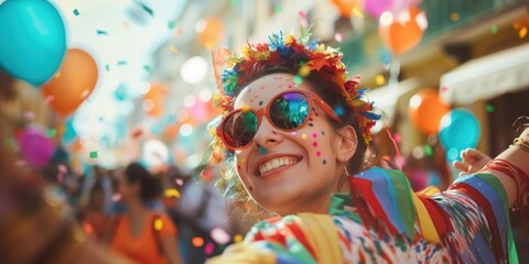 Joyful Woman Celebrating with Confetti created by ai
