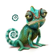 Fototapeta premium Chameleon Disgust emotion fantasy animal cartoon isolated whitebackground
