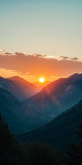 Obraz premium Hope symbolized by a sunrise over mountains