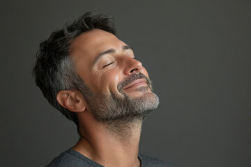 Obraz premium A close up of a man's face with her eyes closed