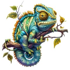 Obraz premium Chameleon king fantasy animal cartoon isolated whitebackground