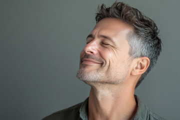 Fototapeta premium A close up of a man's face with her eyes closed