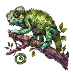 Fototapeta premium Chameleon Poison element animal cartoon isolated whitebackground 16:9