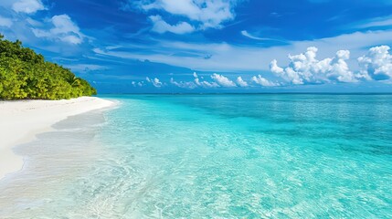 Fototapeta premium Tropical Beach with Clear Blue Water and White Sand.