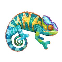 Naklejka premium Chameleon Sound element animal cartoon isolated whitebackground 16:9