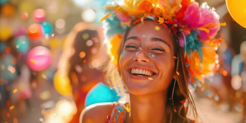 Joyful Woman Celebrating with Confetti created by ai