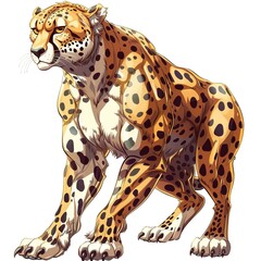 Cheetah muscle fantasy animal cartoon isolated whitebackground 16:9
