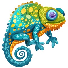 Chameleon Water animal cartoon isolated whitebackground