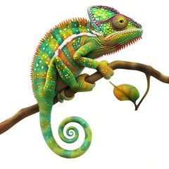Obraz premium Chameleon Wind animal cartoon isolated whitebackground 16:9