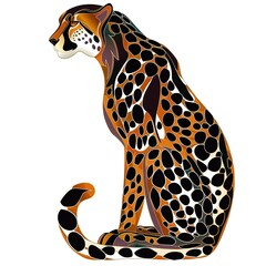 Naklejka premium Cheetah Art Deco animal fashion cartoon isolated whitebackground 16:9