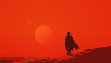 Star war Day Dune Part two landscape illustration Vector cover art	
