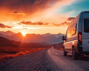 Obraz premium Adventure travel in vans, vibrant mobility, dynamic journeys, off-grid living