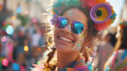 Joyful Woman Celebrating with Confetti created by ai