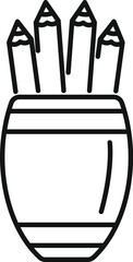 Set of pencils is neatly arranged in a stylish pen holder, showcasing a modern design suitable for office environments