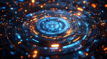 Abstract Technology Background with Glowing Circles