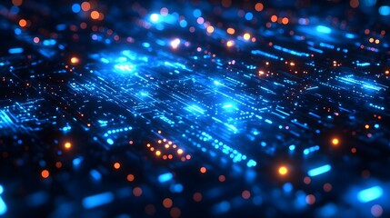 Obraz premium Abstract Technology Background with Blue and Orange Lights