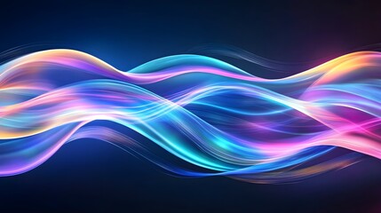 Abstract Neon Wave Background, Blue Pink Orange Glow