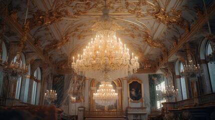 Obraz premium Grand Chandelier in a Gilded Hall
