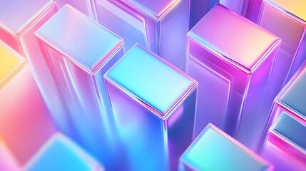 Abstract Geometric Shapes with Iridescent Colors