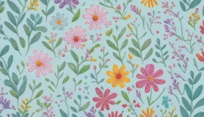 Seamless floral pattern, delicate abstract nature ornament for wallpaper, fashion textile print background. pastel colors botanical design. Generative Image