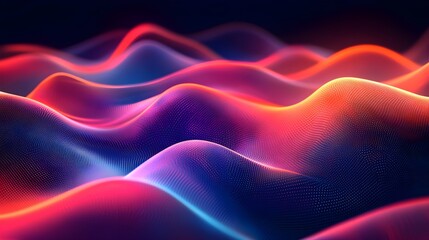 Abstract Red Blue Neon Waves Digital Art Background