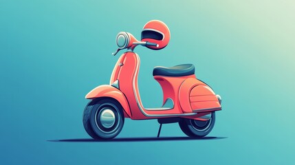 A cheerful cartoon scooter with a helmet on the seat