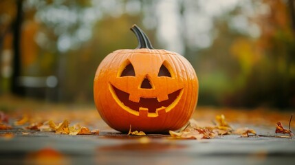 A cute Halloween pumpkin with a smiling face