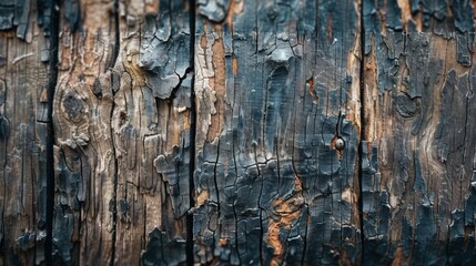 Obraz premium A close-up of an old wooden sign with deep cracks and splinters, showcasing the effects of time.