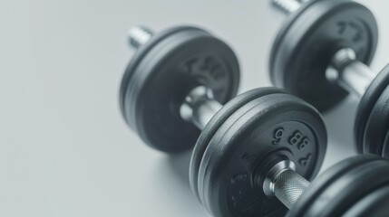 Close-up of dumbbells resting on the ground, symbolizing the idea of fitness and well-being