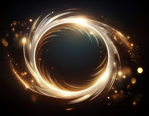 Fototapeta premium Glowing shiny circle frame on dark background with space for your text. Vector illustration