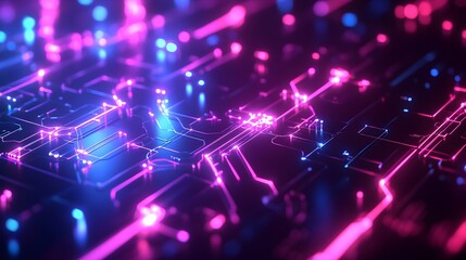 Fototapeta premium Abstract Neon Circuit Board Background