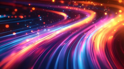 Abstract Light Trails, Swirling Colors, Bokeh Background