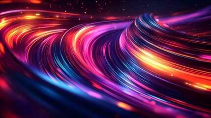 Abstract Neon Lights Swirling Background