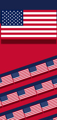 banner flyer of vertical USA-flag-color design style, flags, flag of America, United States of America