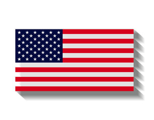 flag of America, United States of America with ground shadow, isolated