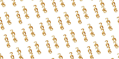 seamless texture pattern background of golden year symbol 2026 as chain or stacked or in a row,  ordered, on top of each other, golden metallic, as new year