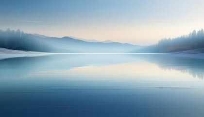 Fototapeta premium a tranquil lake with a smooth, mirror-like surface reflect