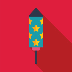 Simple firework rocket with yellow stars is waiting to be ignited