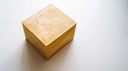 Vintage rubber block with industrial texture casting a shadow on white background