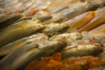 resh yellow croaker on a fish stall